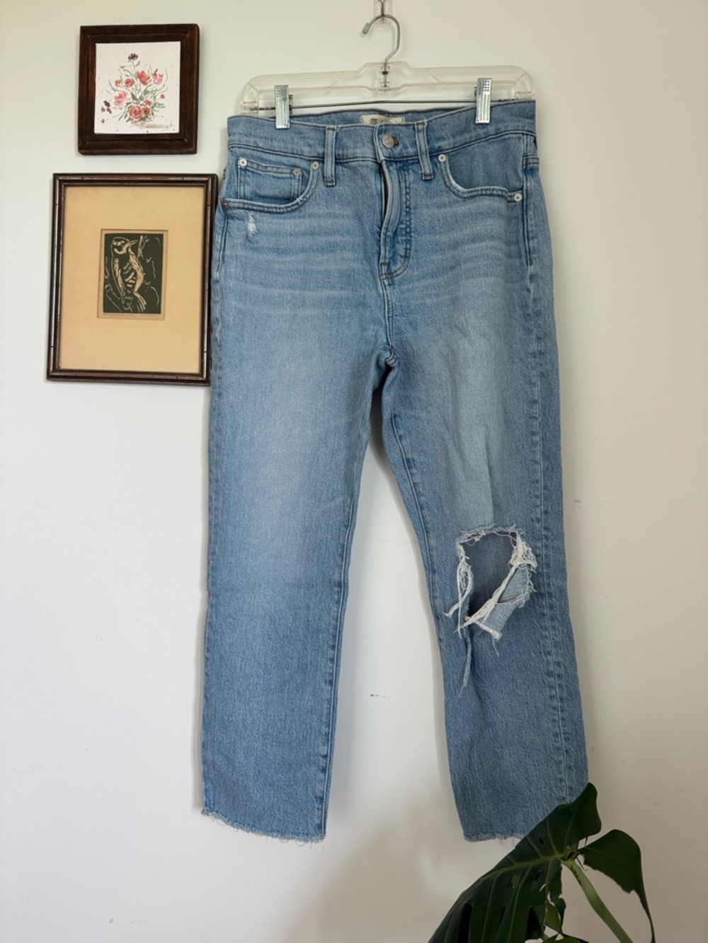 Madewell Light Blue The Perfect Vintage Jean Straight-Leg Distressed Jeans 29P
